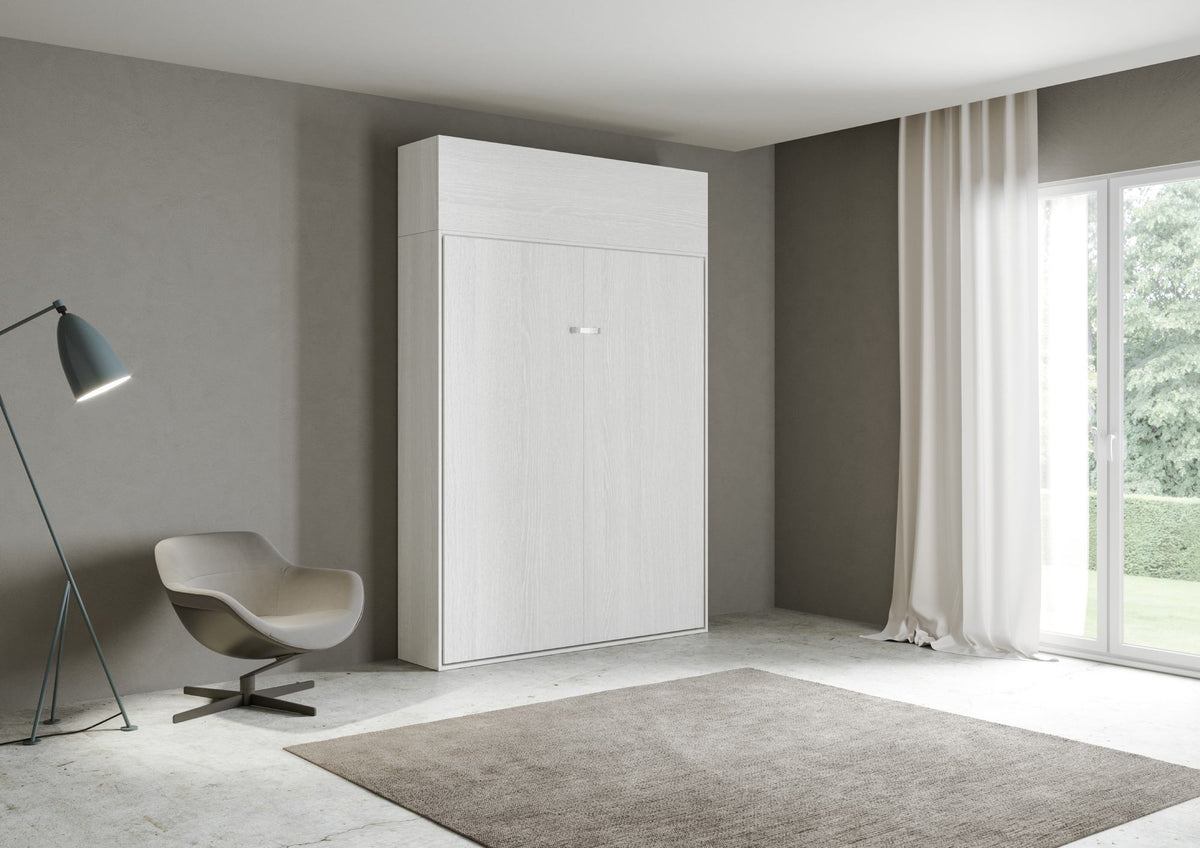Letto a Scomparsa Verticale Vertika Bianco Frassino con Pensile – Salvaspazio | VERTIKA - JoyShop Materassi 1