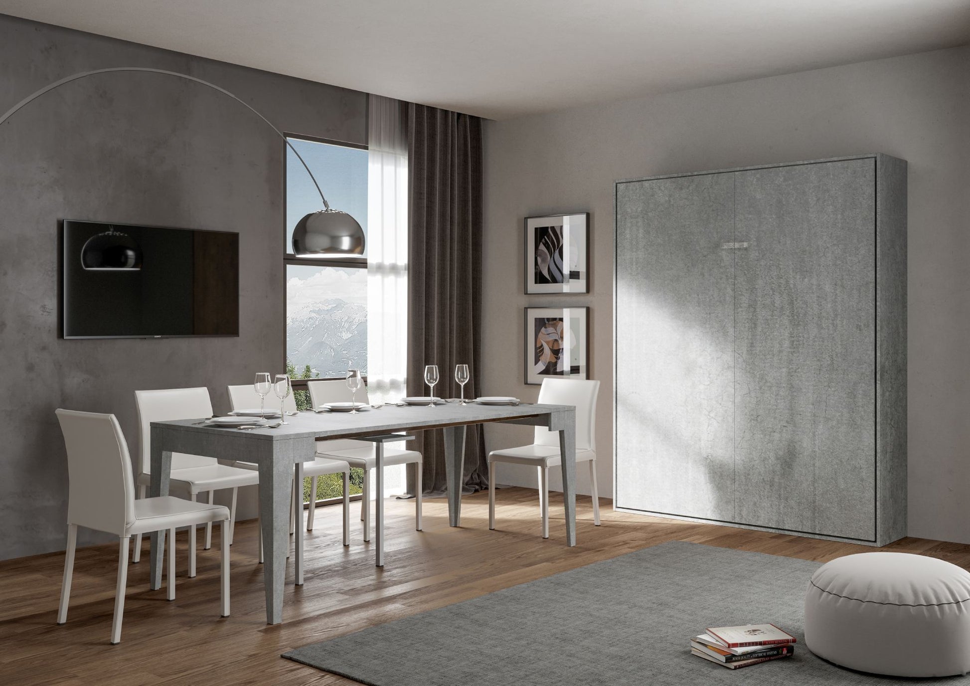 Letto a Scomparsa Verticale Vertika Cemento – Matrimoniale Ribaltabile a Muro | VERTIKA - JoyShop Materassi 1