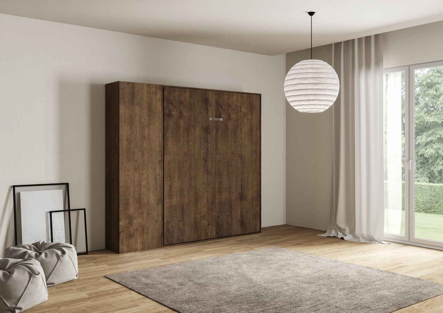 Letto a Scomparsa Verticale Vertika Noce con Colonna – Salvaspazio | VERTIKA - JoyShop Materassi 1