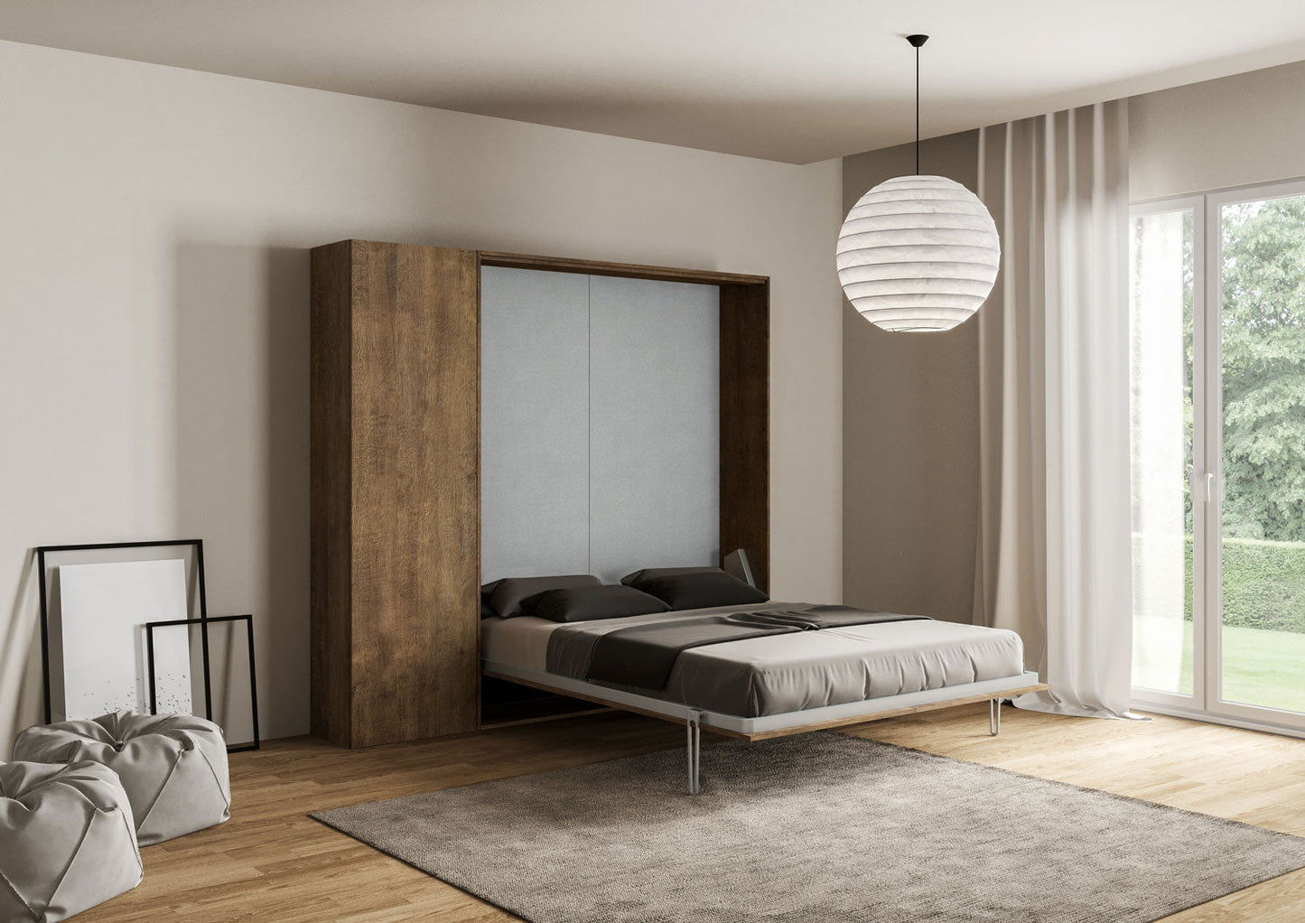 Letto a Scomparsa Verticale Vertika Noce con Colonna – Salvaspazio | VERTIKA - JoyShop Materassi 2