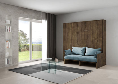 Letto a Scomparsa Verticale Vertika Noce con Divano e Colonna – Salvaspazio | VERTIKA - JoyShop Materassi 2