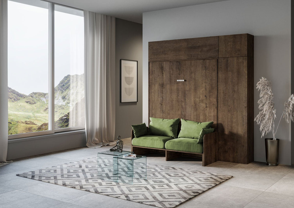 Letto a Scomparsa Verticale Vertika Noce con Divano e Mobili – Salvaspazio | VERTIKA - JoyShop Materassi 3