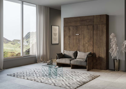 Letto a Scomparsa Verticale Vertika Noce con Divano e Mobili – Salvaspazio | VERTIKA - JoyShop Materassi 1
