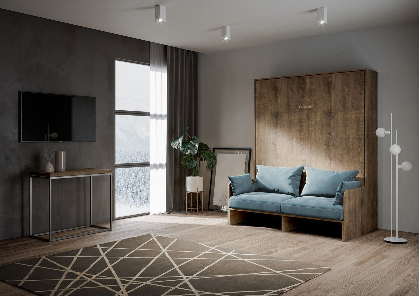 Letto a Scomparsa Verticale Vertika Noce con Divano – Salvaspazio | VERTIKA - JoyShop Materassi 2