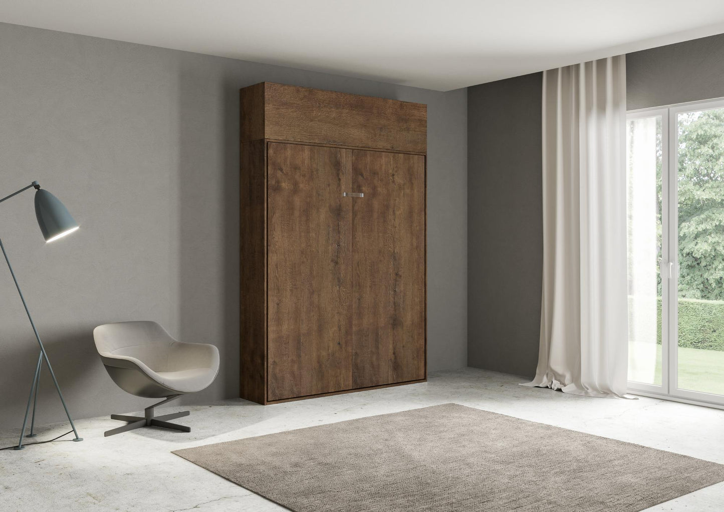 Letto a Scomparsa Verticale Vertika Noce con Pensile – Salvaspazio | VERTIKA - JoyShop Materassi 1