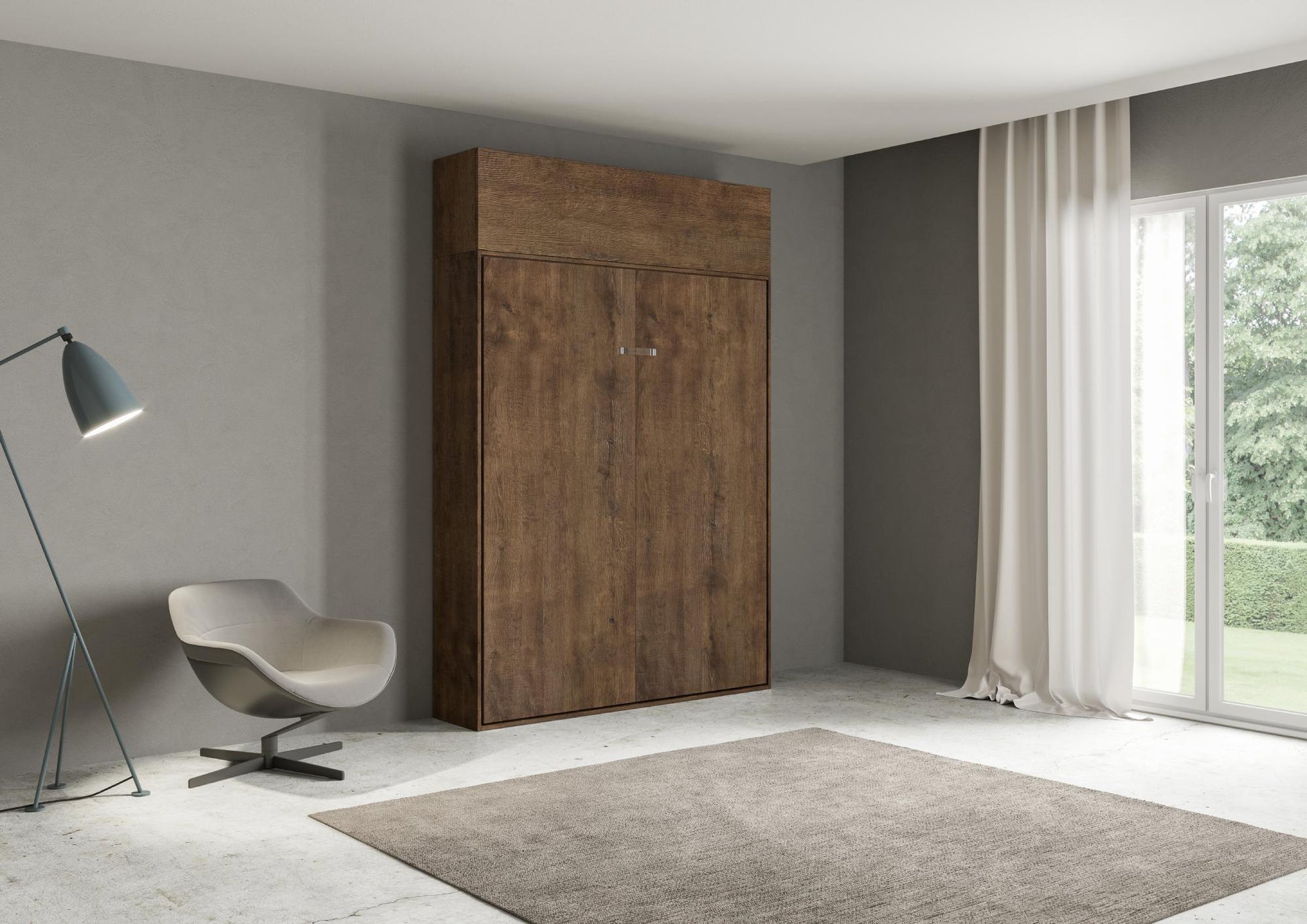 Letto a Scomparsa Verticale Vertika Noce con Pensile – Salvaspazio | VERTIKA - JoyShop Materassi 1