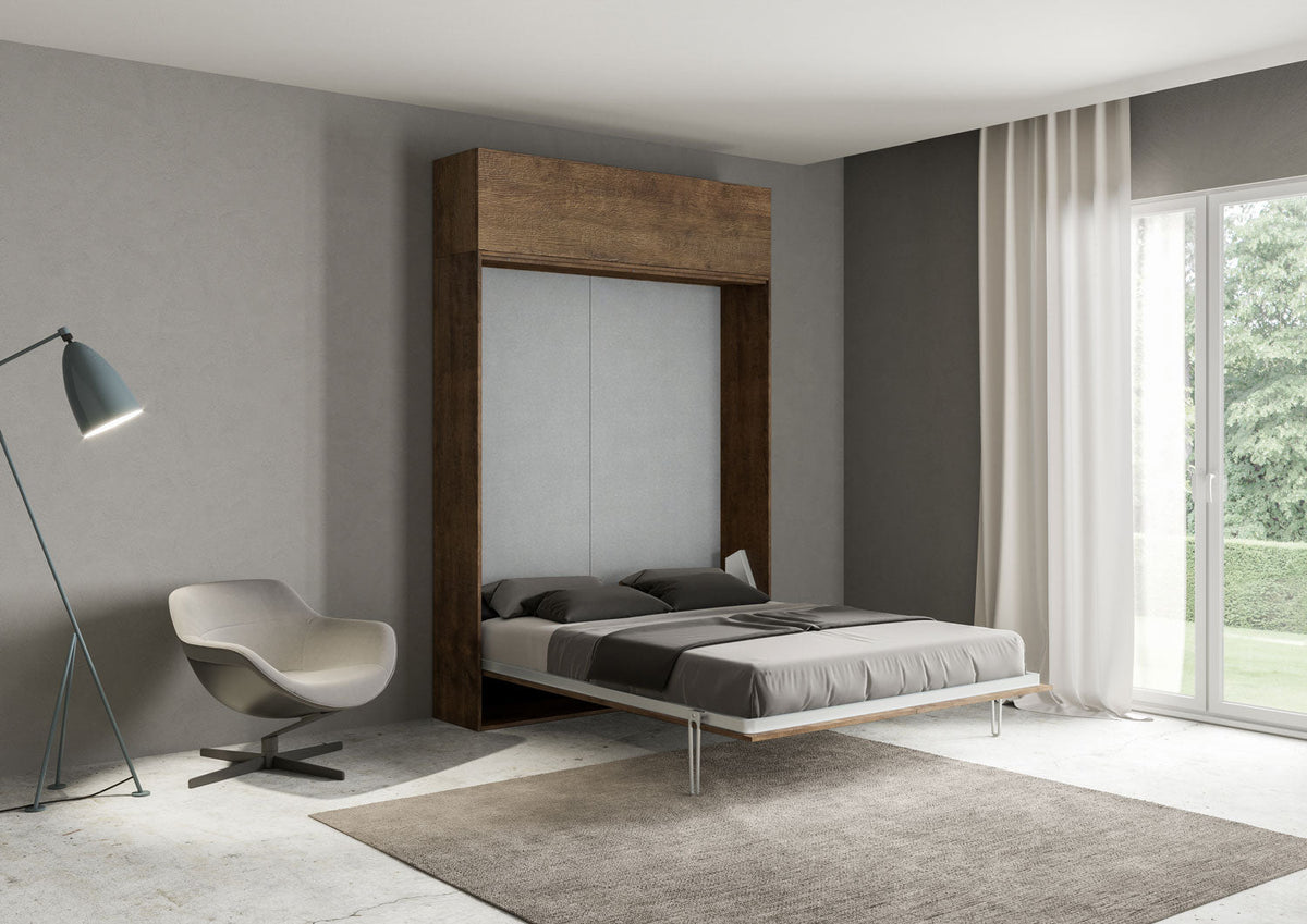 Letto a Scomparsa Verticale Vertika Noce con Pensile – Salvaspazio | VERTIKA - JoyShop Materassi 2