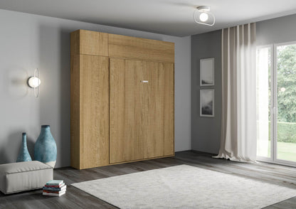 Letto a Scomparsa Verticale Vertika Quercia Natura con Mobili – Salvaspazio | VERTIKA - JoyShop Materassi 1