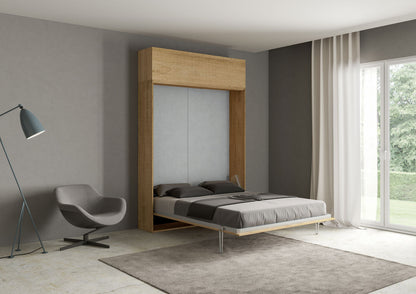 Letto a Scomparsa Verticale Vertika Quercia Natura con Pensile – Salvaspazio | VERTIKA - 160 (matrimoniale) - JoyShop Materassi