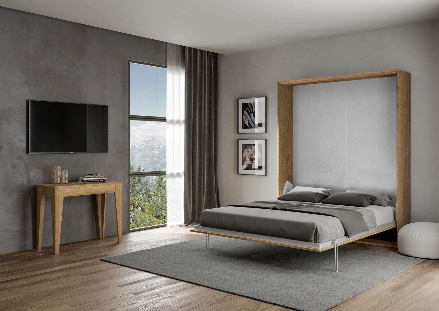 Letto a Scomparsa Verticale Vertika Quercia Natura – Matrimoniale Ribaltabile a Muro | VERTIKA - 160 (matrimoniale) - JoyShop Materassi
