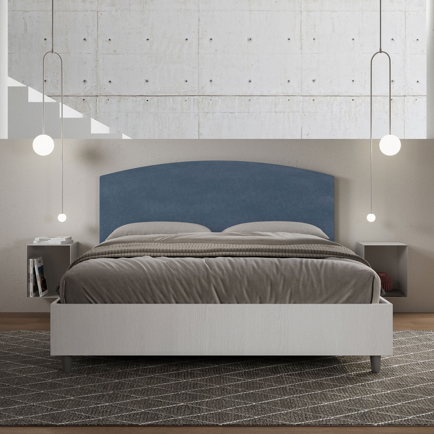 Letto Aurea Blu - vista frontale quadrata
