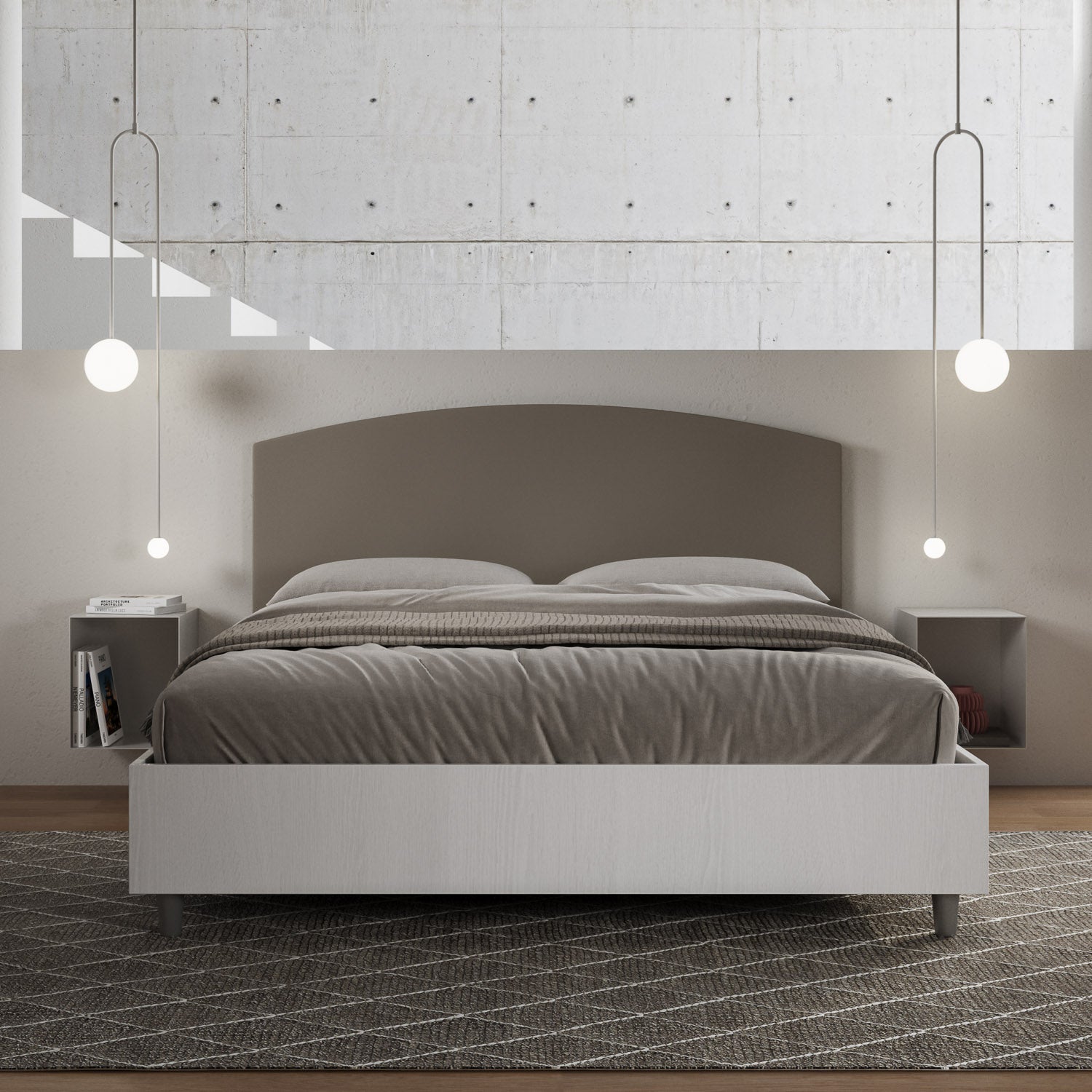 Letto Aurea Cappuccino - vista frontale quadrata