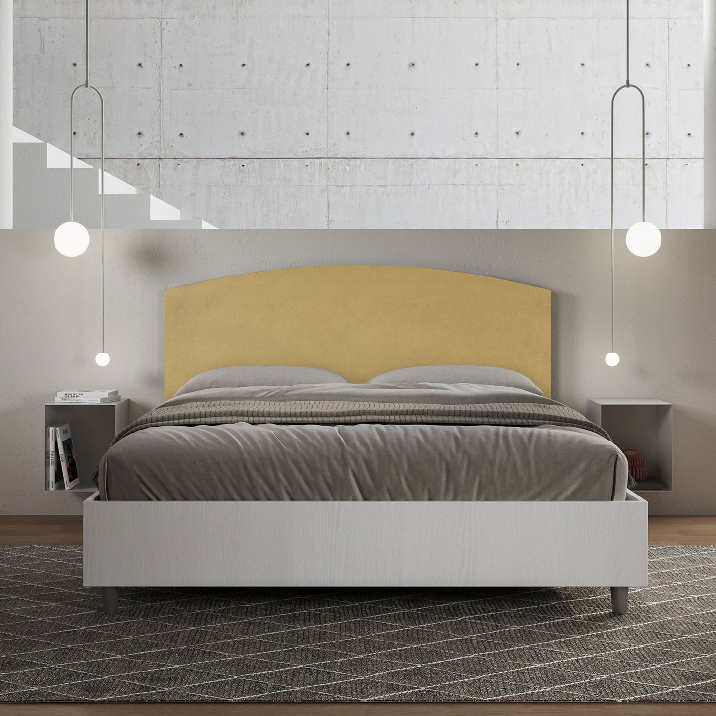 Letto Aurea Ocra - vista frontale quadrata