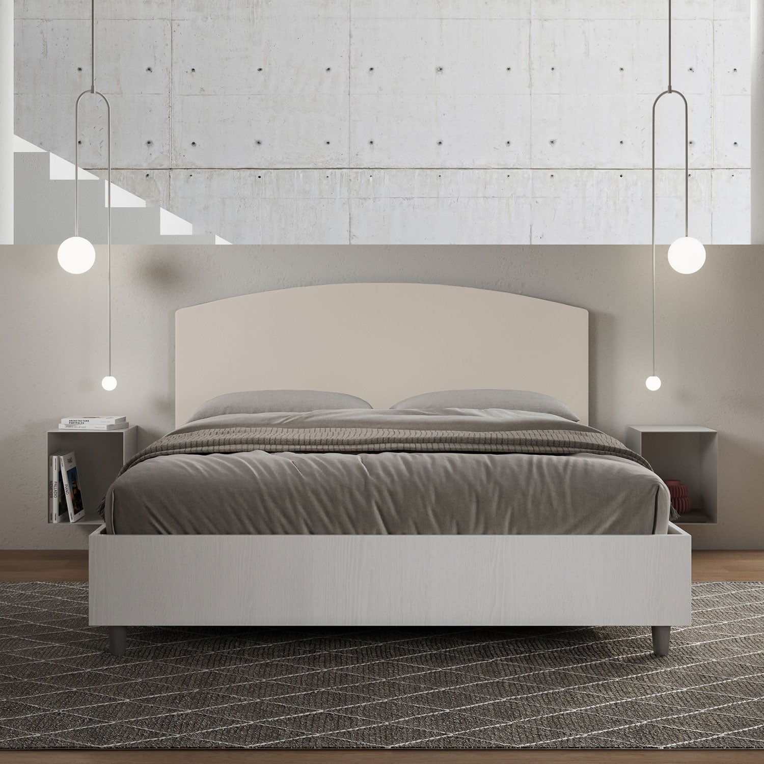 Letto Aurea Tortora - vista frontale quadrata