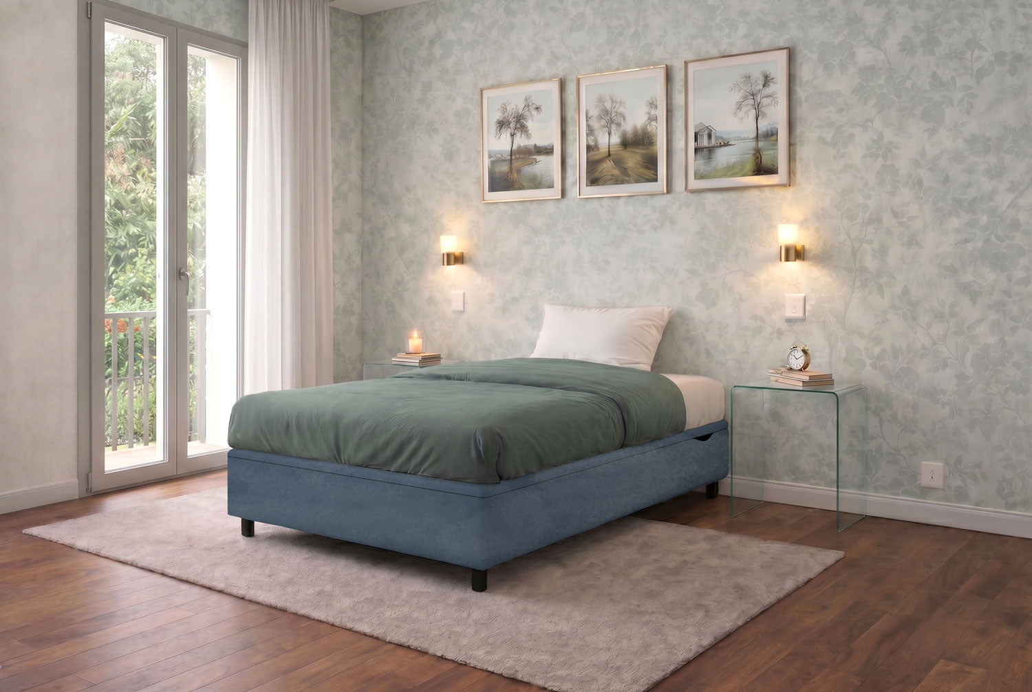 Letto Scrigno Blu ambientato