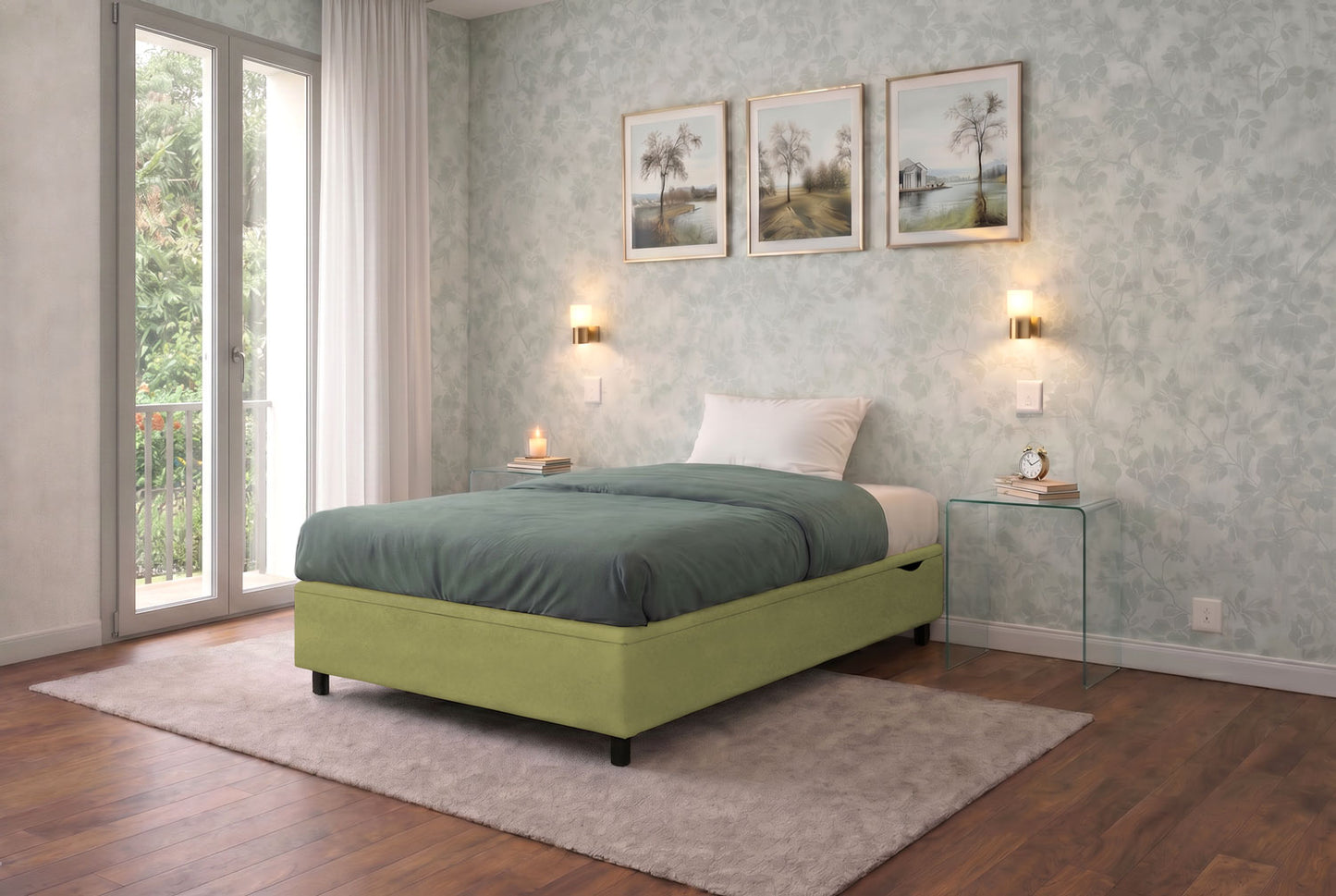 Letto Scrigno Tè Verde ambientato
