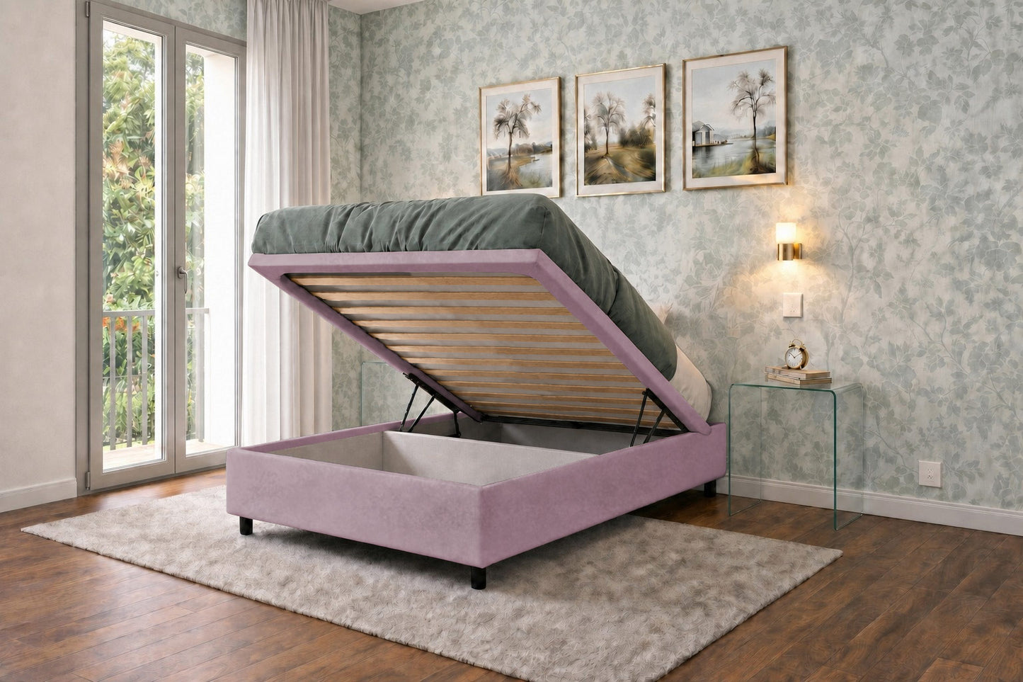Letto Scrigno Glicine contenitore aperto