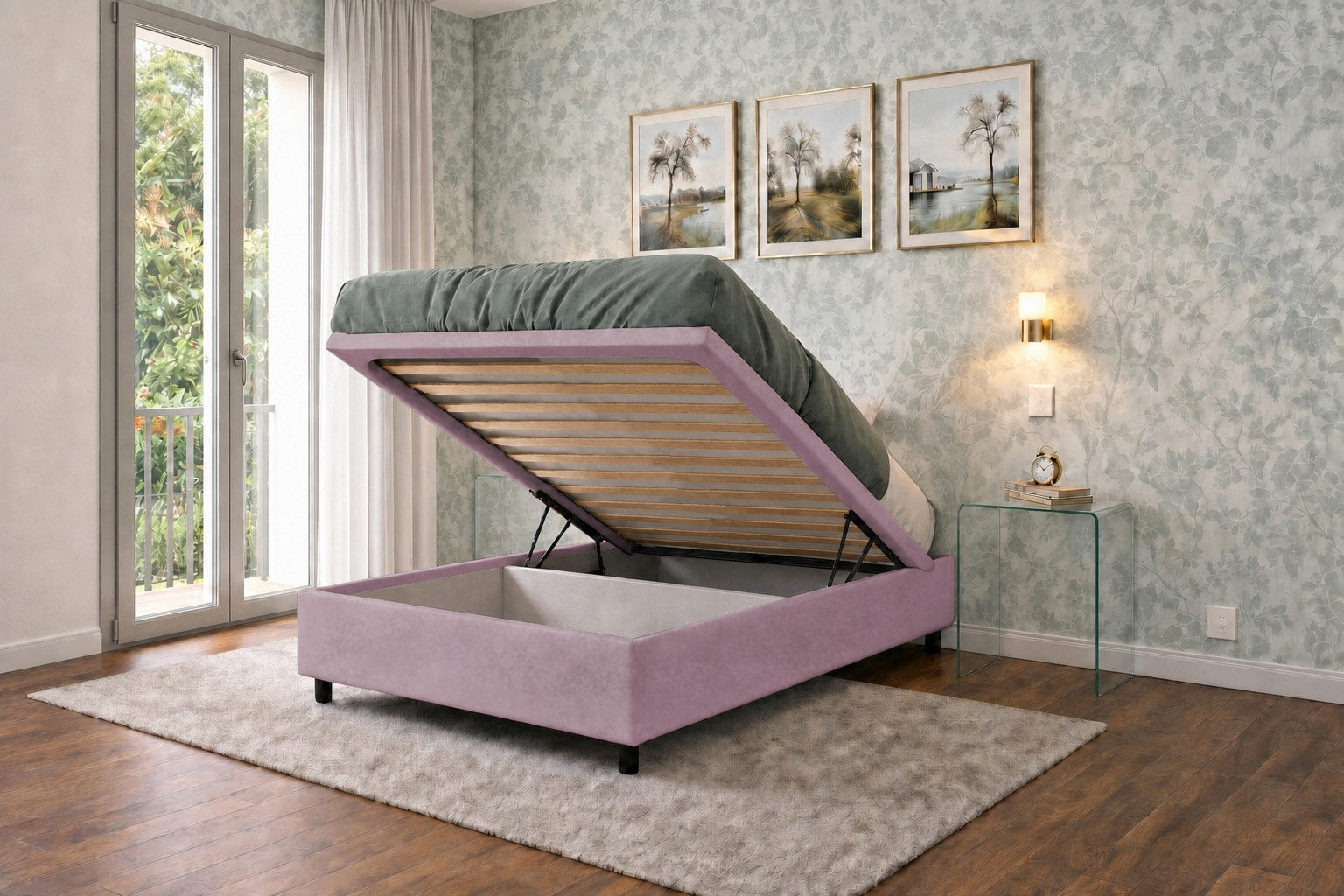 Letto Scrigno Glicine contenitore aperto