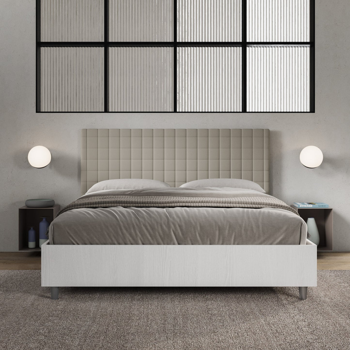 Letto Brezza Tortora - vista frontale quadrata