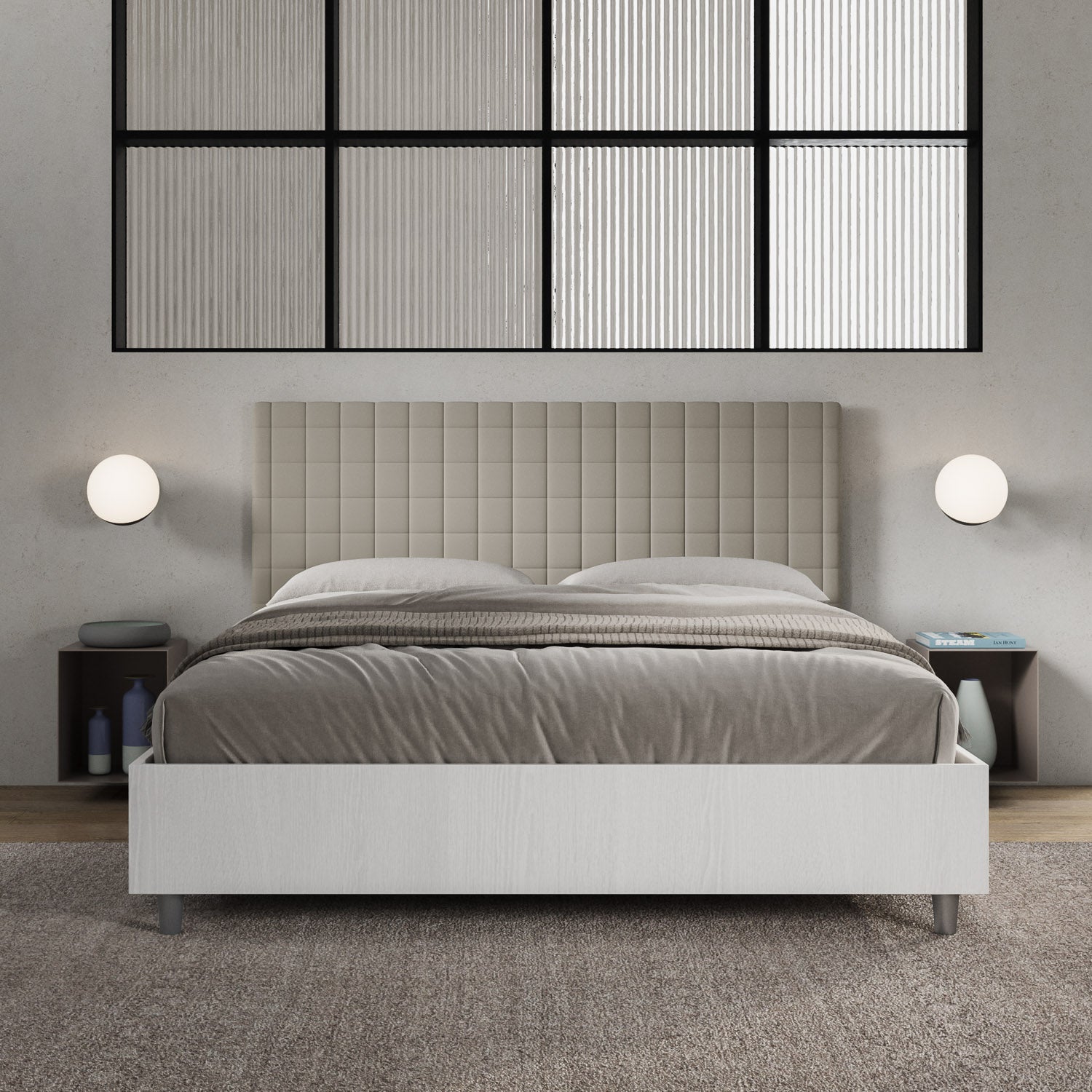 Letto Brezza Tortora - vista frontale quadrata