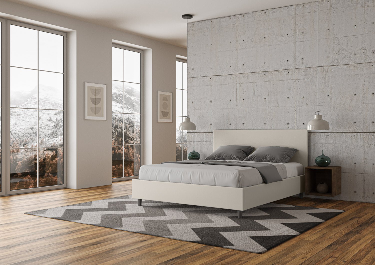Letto con testata a scelta giroletto, contenitore o con rete a doghe. Tessuto idrorepellente blanco - 80x190 estándar individual - JoyShop colchones