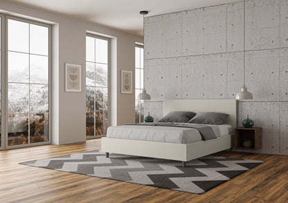 Letto con testata a scelta giroletto, contenitore o con rete a doghe. Tessuto idrorepellente blanco - 80x190 estándar individual - JoyShop colchones