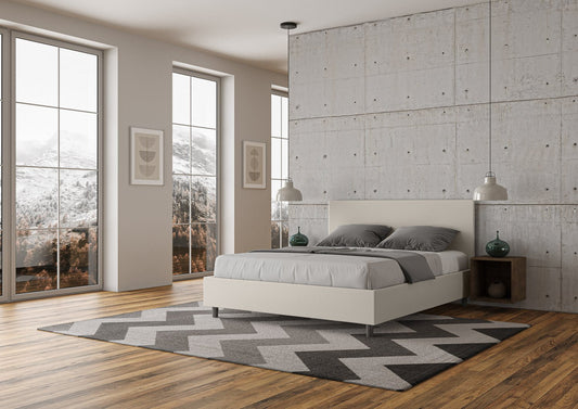Letto con Testata a scelta giroletto, contenitore o con rete a doghe Tessuto Idrorepellente Bianco - 80x190 Singolo standard - JoyShop Materassi