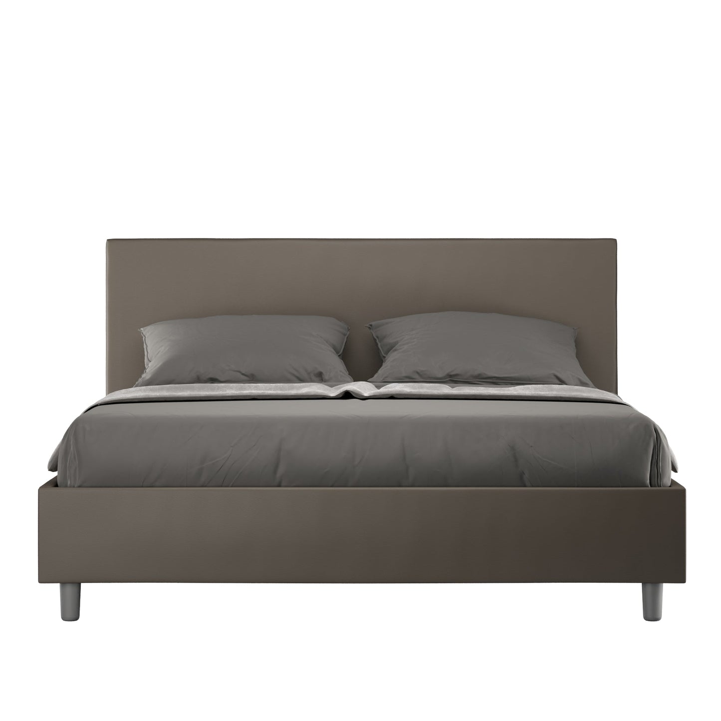Letto con testata a scelta, giroletto, contenitore o con rete a doghe, tessuto idrorepellente cappuccino - 80x190 singolo standard - JoyShop materassi