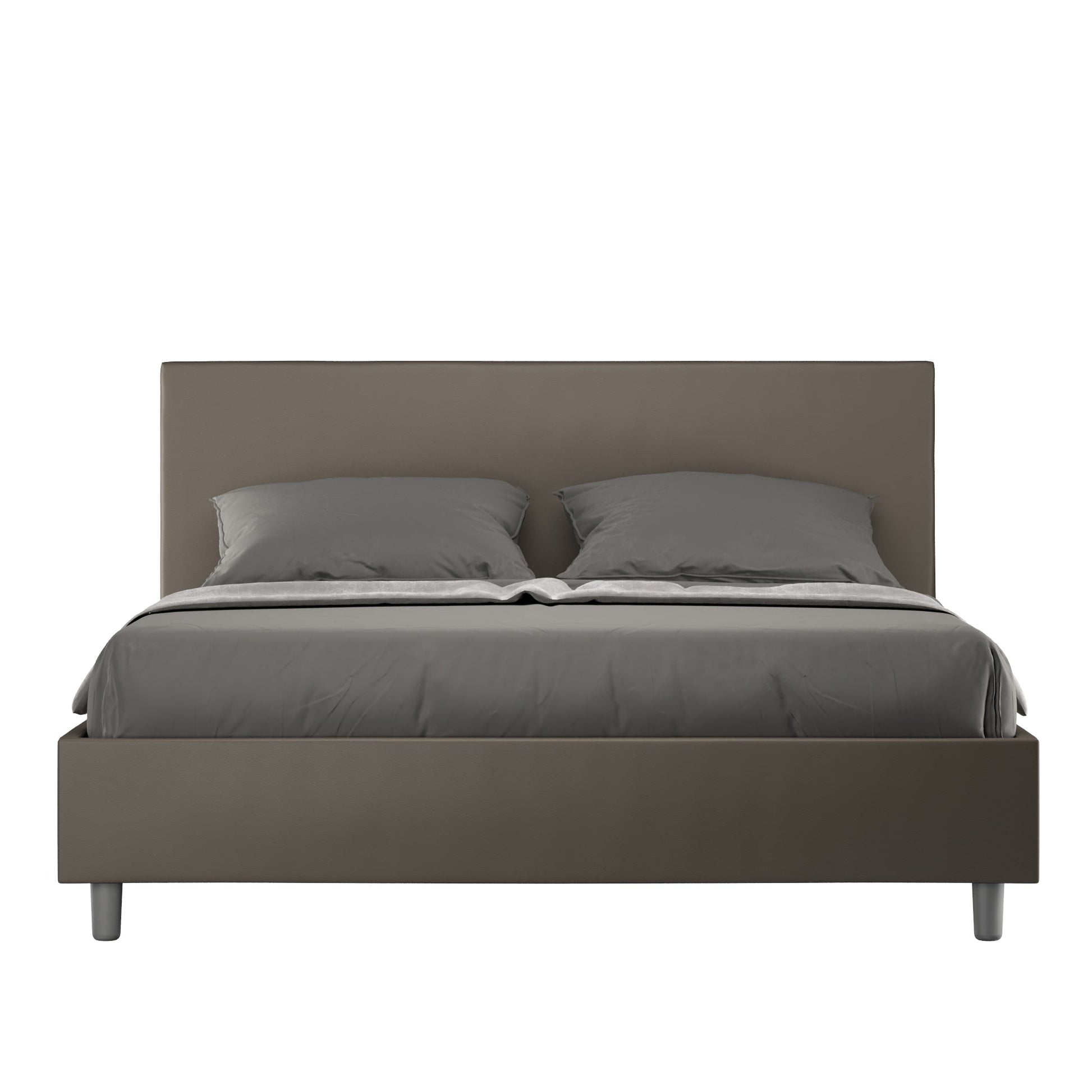 Letto con testata a scelta, giroletto, contenitore o con rete a doghe, tessuto idrorepellente cappuccino - 80x190 singolo standard - JoyShop materassi