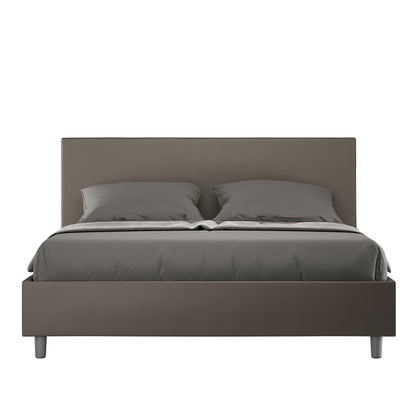 Letto con testata a scelta, giroletto, contenitore o con rete a doghe, tessuto idrorepellente cappuccino - 80x190 singolo standard - JoyShop materassi