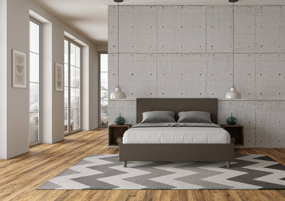 Letto con testata a scelta, giroletto, contenitore o con rete a doghe, tessuto idrorepellente cappuccino - 80x190 singolo standard - JoyShop materassi