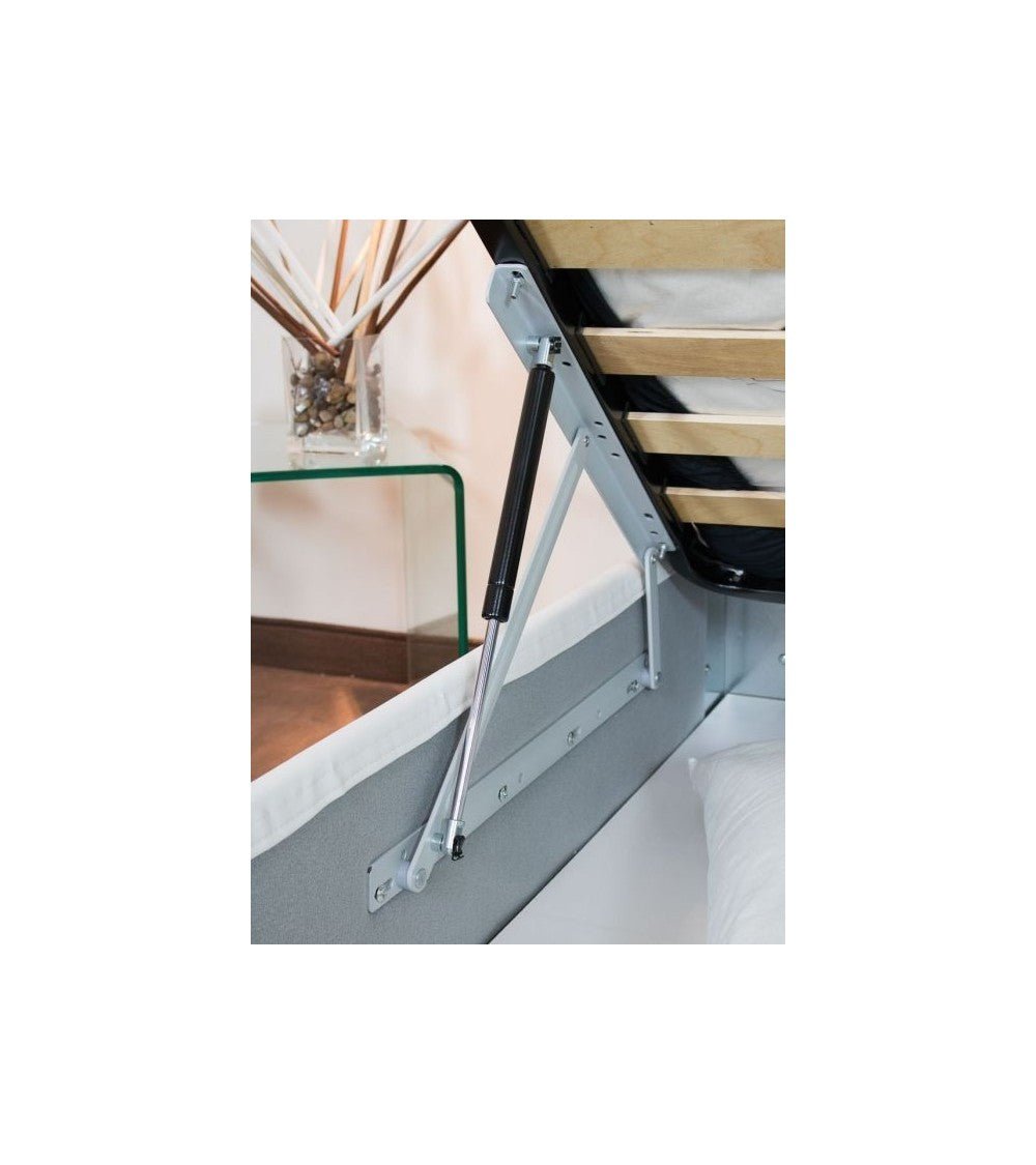 Letto con testata a scelta, giroletto, contenitore o con rete a doghe, tessuto idrorepellente cappuccino - 80x190 singolo standard - JoyShop materassi