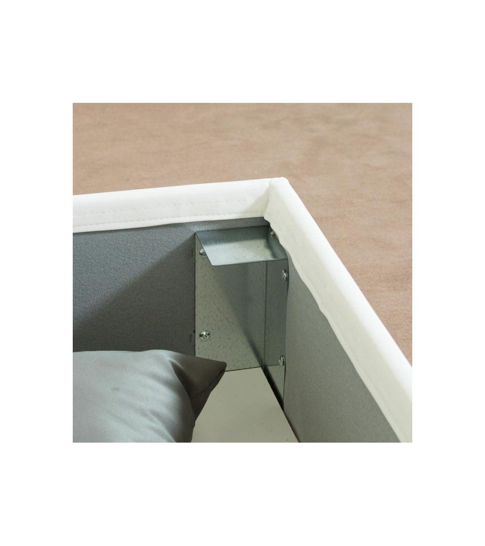 Letto con testata a scelta, giroletto, contenitore o con rete a doghe, tessuto idrorepellente cappuccino - 80x190 singolo standard - JoyShop materassi