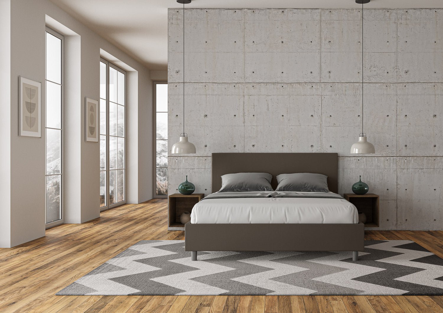 Letto con testata a scelta, giroletto, contenitore o con rete a doghe, tessuto idrorepellente cappuccino - 80x190 singolo standard - JoyShop materassi
