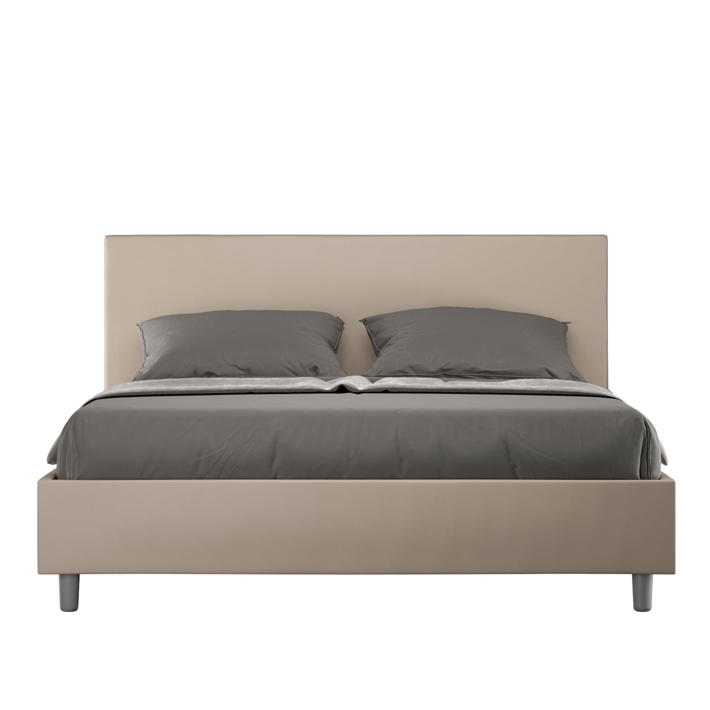 Letto con testata a scelta, giroletto, contenitore o con rete a doghe. Tessuto idrorepellente tortora - 80x190 singolo standard - JoyShop materassi