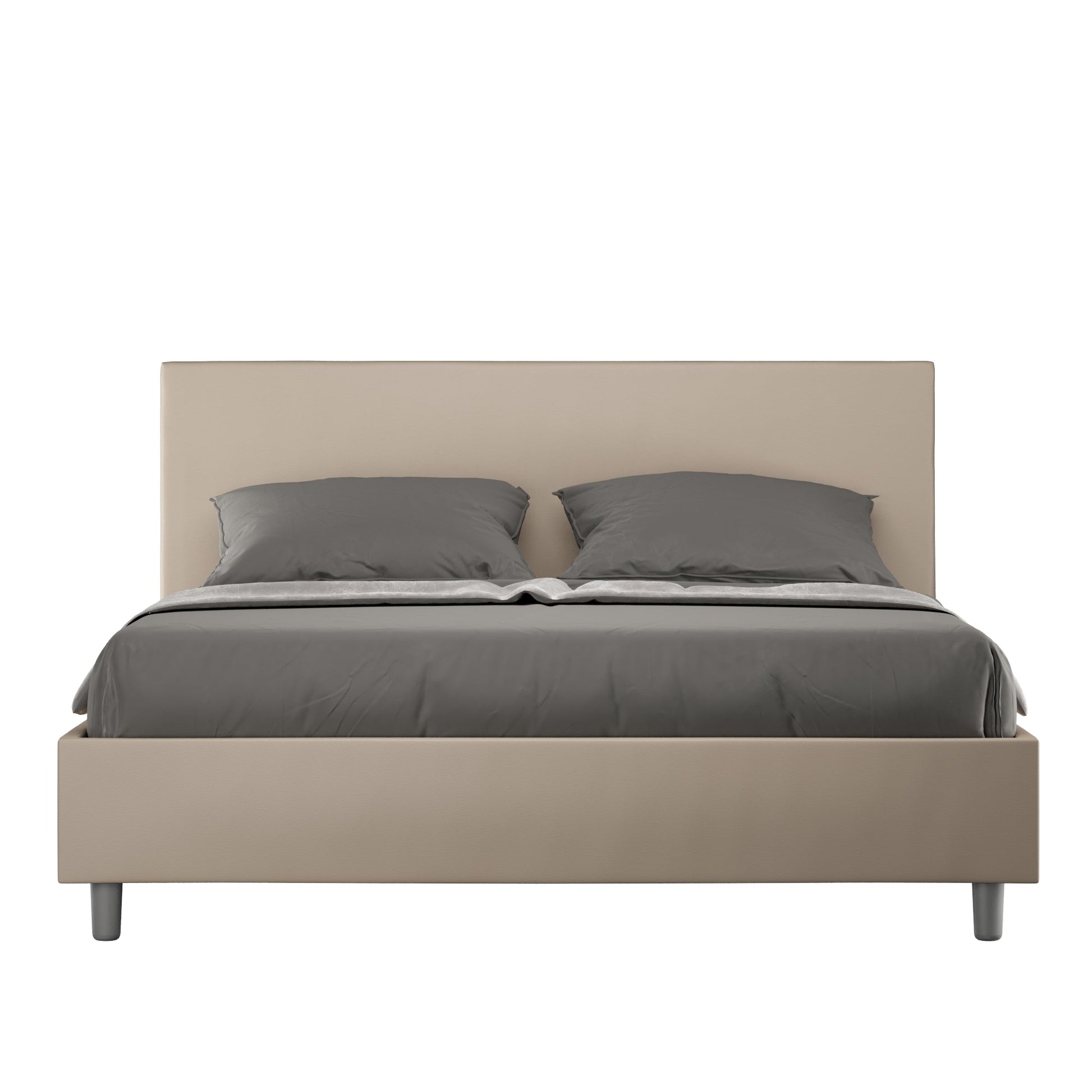 Letto con testata a scelta, giroletto, contenitore o con rete a doghe. Tessuto idrorepellente tortora - 80x190 singolo standard - JoyShop materassi