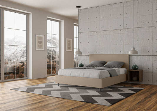 Letto con Testata a scelta giroletto, contenitore o con rete a doghe Tessuto Idrorepellente Tortora - 80x190 Singolo standard - JoyShop Materassi