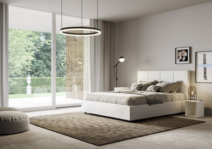 Letto con Testata a scelta tra giroletto, contenitore o con rete a doghe in similpelle Bianco - 120x190 Piazza e mezzo standard - JoyShop Materassi