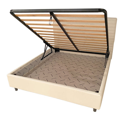 Letto con Testata a scelta tra giroletto, contenitore o con rete a doghe in similpelle Bianco - 120x190 Piazza e mezzo standard - JoyShop Materassi