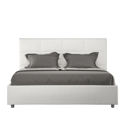 Letto con Testata a scelta tra giroletto, contenitore o con rete a doghe in similpelle Bianco - 120x190 Piazza e mezzo standard - JoyShop Materassi