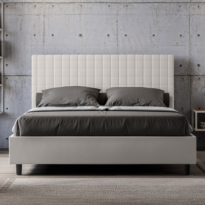 Letto con testata a scelta tra giroletto, contenitore o con rete a doghe in similpelle blanca - 80x190 estándar individual - JoyShop Materassi