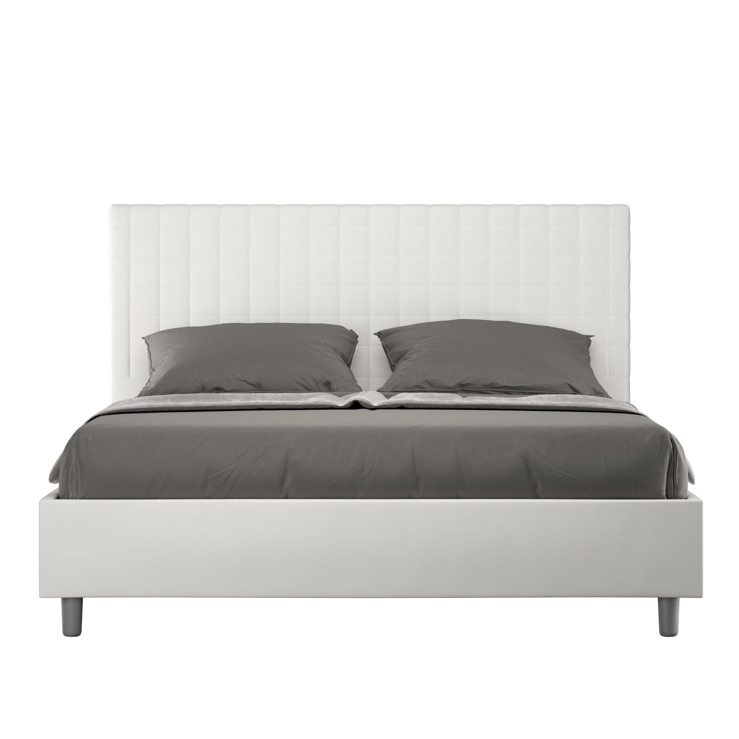 Letto con testata a scelta tra giroletto, contenitore o con rete a doghe in similpelle blanca - 80x190 estándar individual - JoyShop Materassi