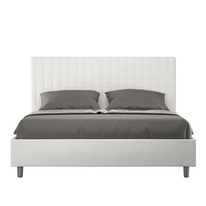 Letto con testata a scelta tra giroletto, contenitore o con rete a doghe in similpelle blanca - 80x190 estándar individual - JoyShop Materassi