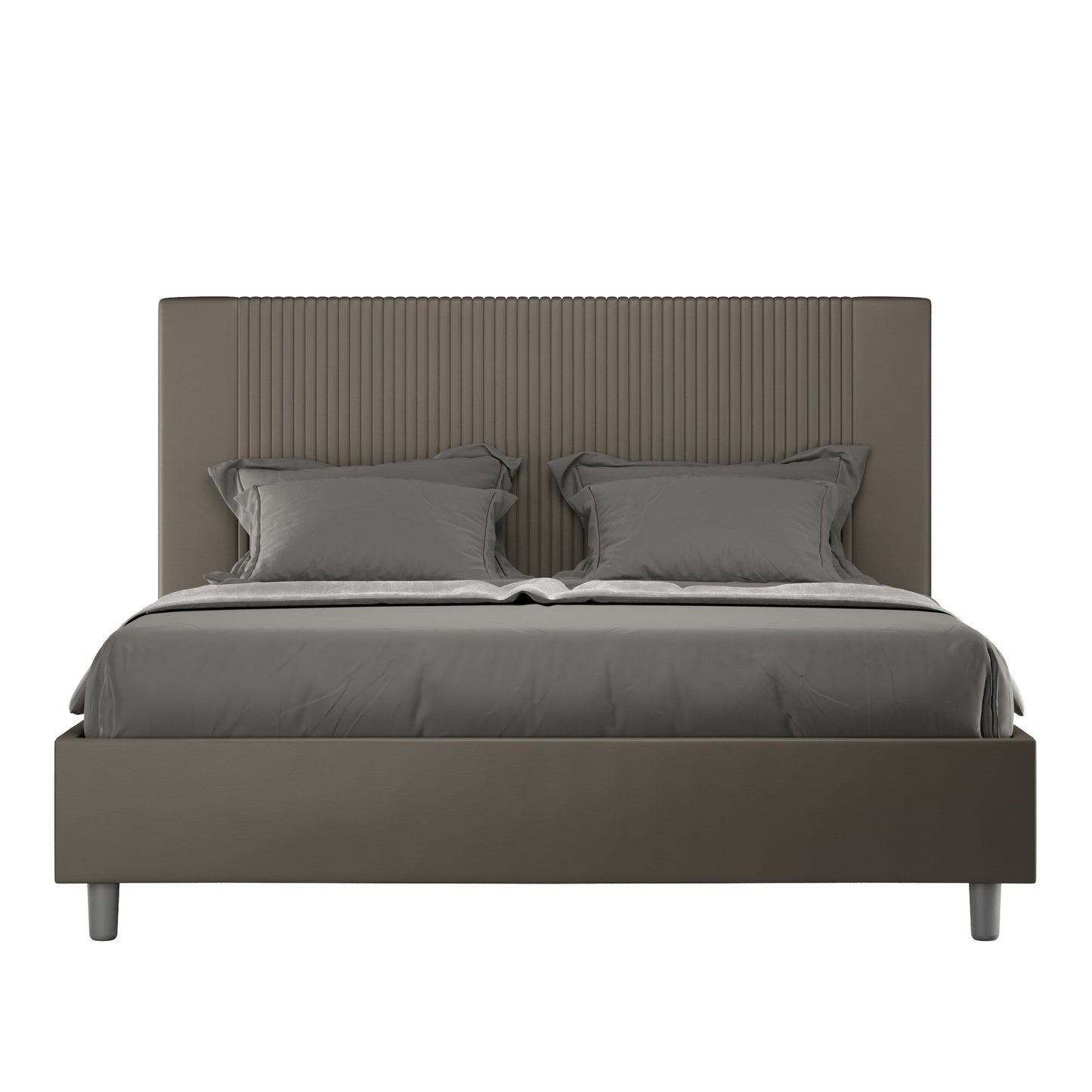 Letto con Testata a scelta tra giroletto, contenitore o con rete a doghe in similpelle Cappuccino a Righe - 80x190 Singolo standard - JoyShop Materassi