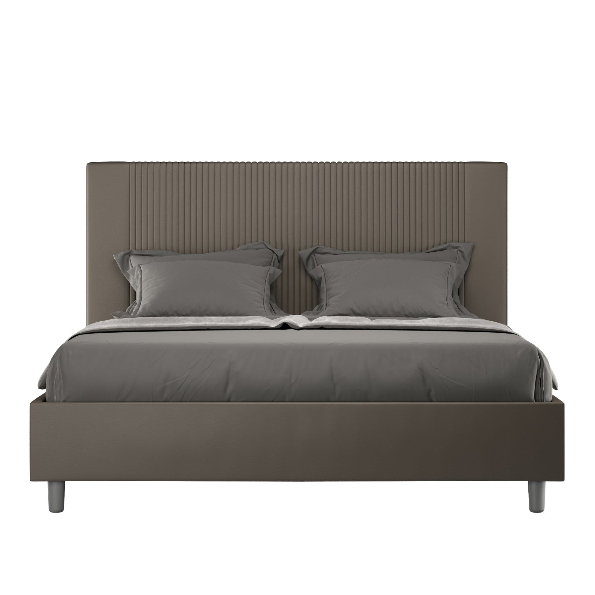 Letto con Testata a scelta tra giroletto, contenitore o con rete a doghe in similpelle Cappuccino a Righe - 80x190 Singolo standard - JoyShop Materassi