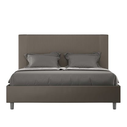 Letto con Testata a scelta tra giroletto, contenitore o con rete a doghe in similpelle Cappuccino a Righe - 80x190 Singolo standard - JoyShop Materassi