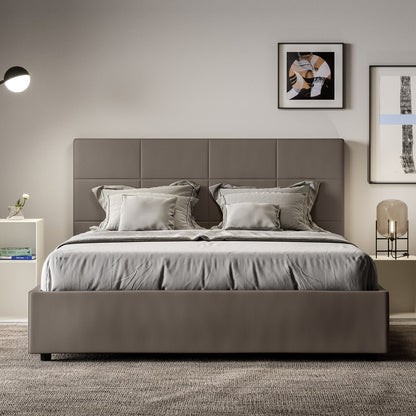 Letto con Testata a scelta tra giroletto, contenitore o con rete a doghe in similpelle Cappuccino - 120x190 Piazza e mezzo standard - JoyShop Materassi