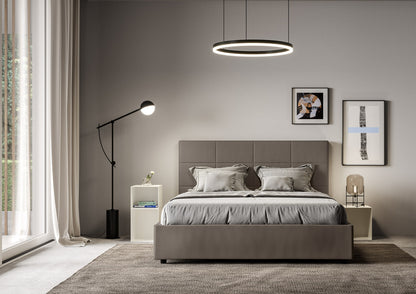 Letto con Testata a scelta tra giroletto, contenitore o con rete a doghe in similpelle Cappuccino - 120x190 Piazza e mezzo standard - JoyShop Materassi