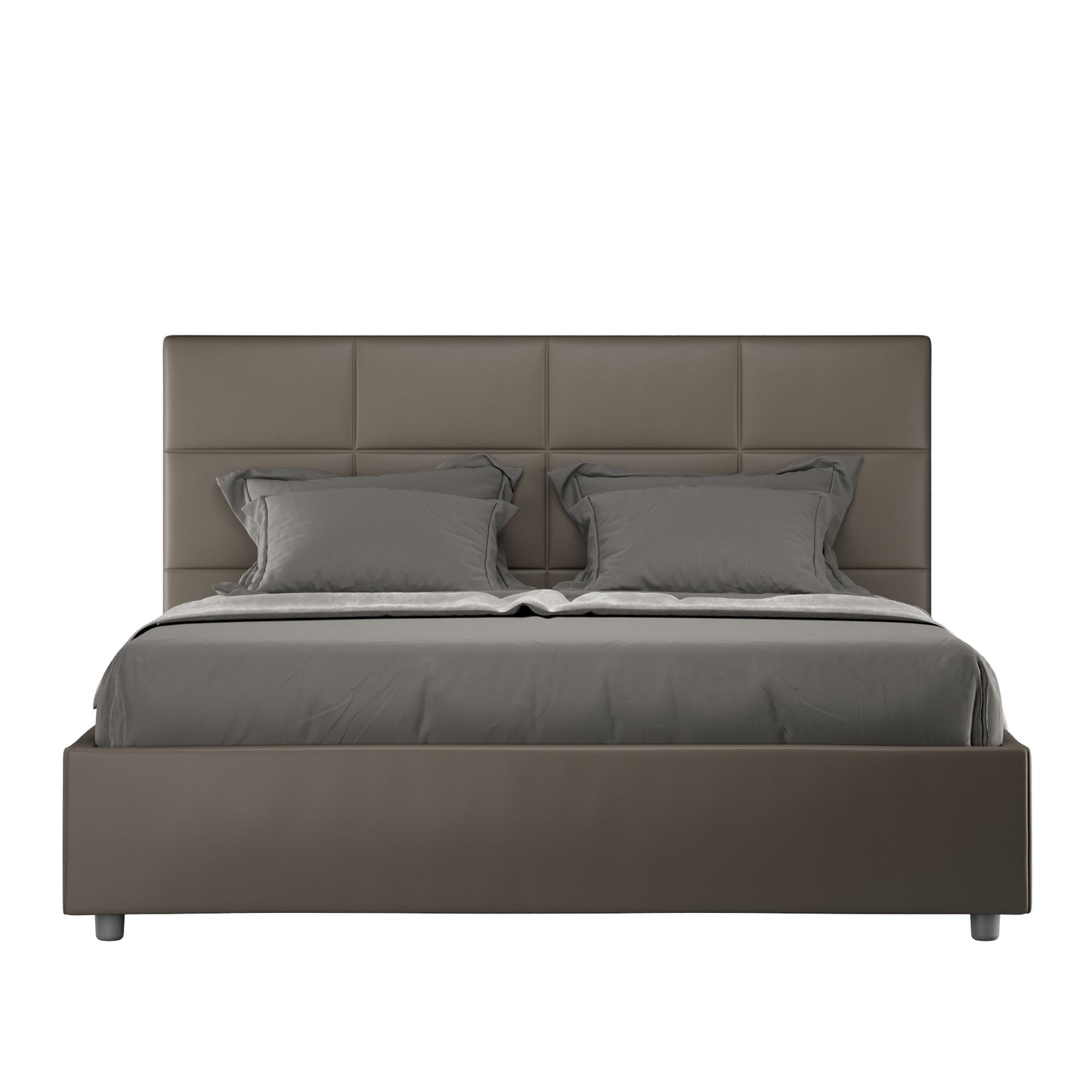 Letto con Testata a scelta tra giroletto, contenitore o con rete a doghe in similpelle Cappuccino - 120x190 Piazza e mezzo standard - JoyShop Materassi