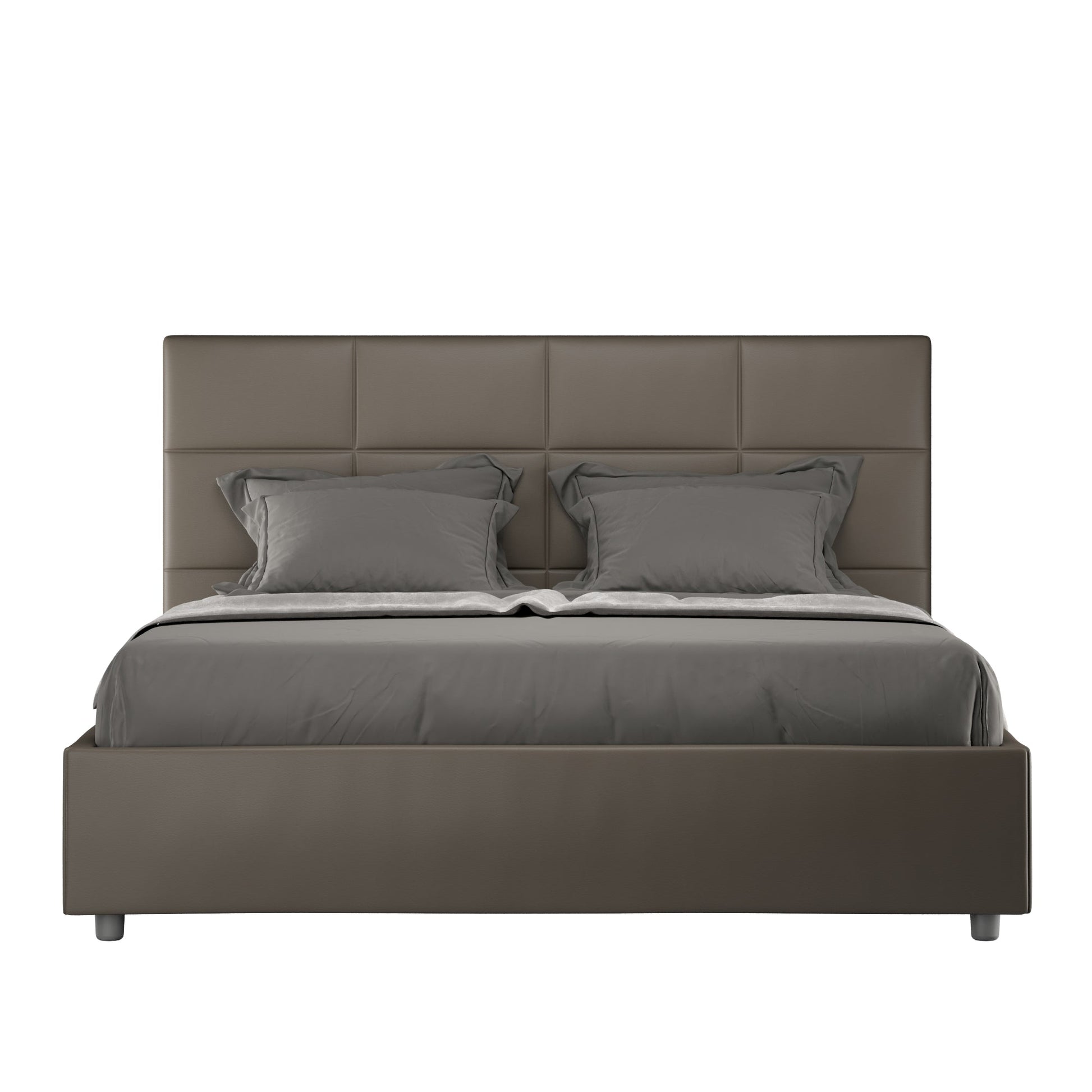 Letto con Testata a scelta tra giroletto, contenitore o con rete a doghe in similpelle Cappuccino - 120x190 Piazza e mezzo standard - JoyShop Materassi